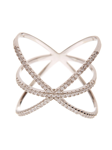 Sterling Silver CZ Criss Cross X Ring by Sterling Forever