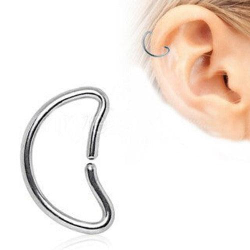 316L Stainless Steel Crescent Moon Cartilage Earring by Fashion Hut Jewelry - Vysn