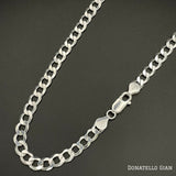 Sterling Silver 925 Curb Chain 5MM, 16"-24", Curb Link Chain Necklace, Italian Made Sterling Silver 925 Unisex Chain by Donatello Gian