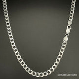 Sterling Silver 925 Curb Chain 5MM, 16"-24", Curb Link Chain Necklace, Italian Made Sterling Silver 925 Unisex Chain by Donatello Gian