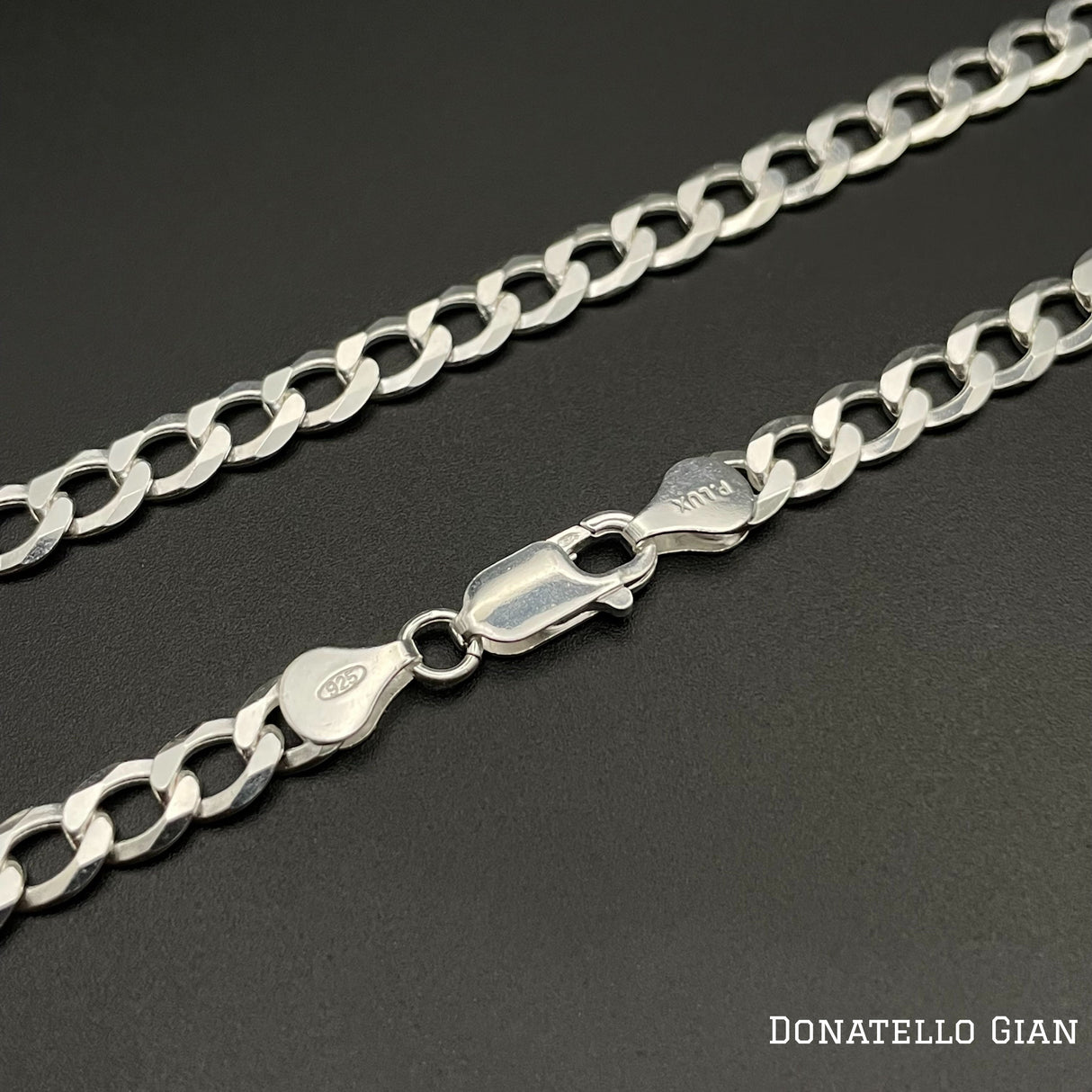 Sterling Silver 925 Curb Chain 5MM, 16"-24", Curb Link Chain Necklace, Italian Made Sterling Silver 925 Unisex Chain by Donatello Gian