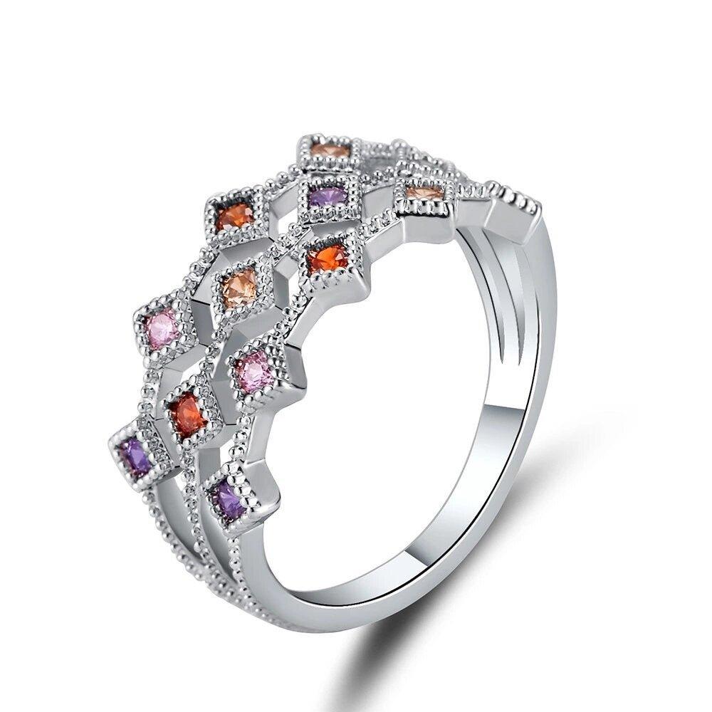 Cubic Zirconia Multicolor Ring for Women by Hollywood Sensation®