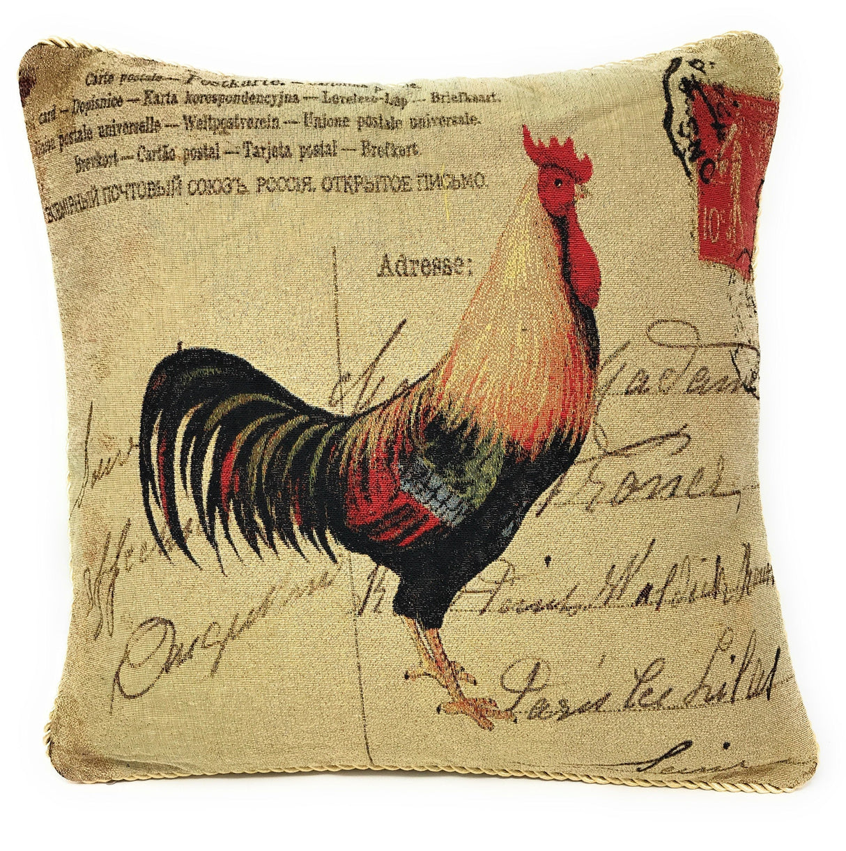 DaDa Bedding Glamorous Country Rooster Elegant Throw Pillow Cushion Cover - 18" - 1-Piece by DaDa Bedding Collection