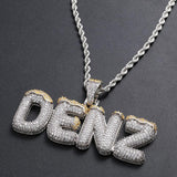 CUSTOM ICED OUT BUBBLE LETTERS WITH SNOW PENDANT by Bling Proud | Urban Jewelry Online Store