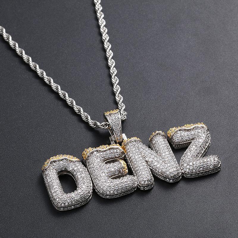 CUSTOM ICED OUT BUBBLE LETTERS WITH SNOW PENDANT by Bling Proud | Urban Jewelry Online Store