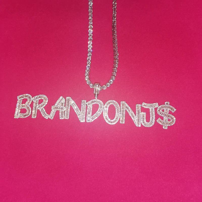 Custom Name Baguette Letters Pendant by Bling Proud | Urban Jewelry Online Store