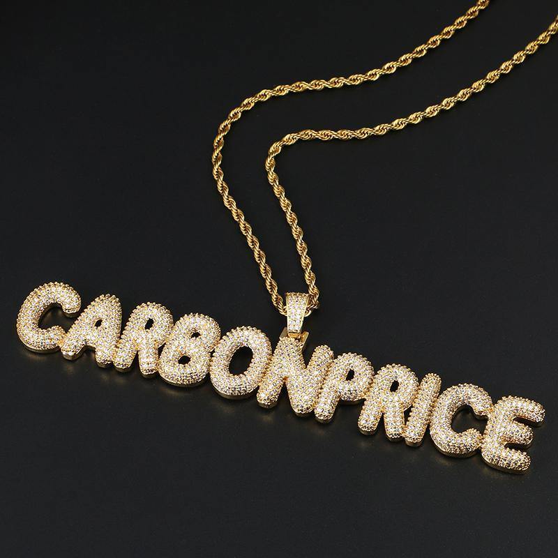 Custom Name Iced Bubble Letter Pendant 18k Gold by Bling Proud | Urban Jewelry Online Store