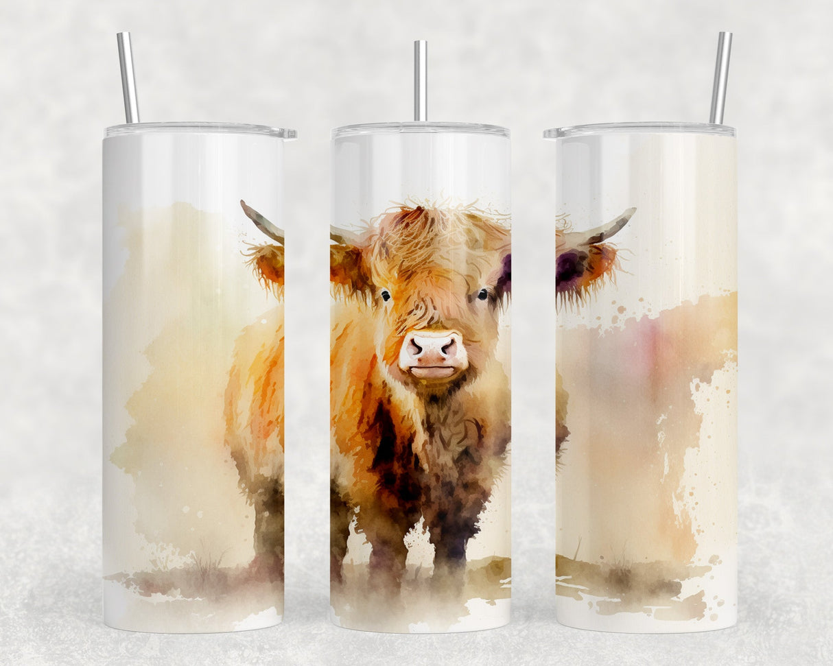 Cute Highland Cow|Skinny Tumbler|Optional Bluetooth Speaker| Speaker Color Varies by Rowdy Ridge Co