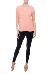 Cupio V-neck short sleeve solid crepe top by Curated Brands