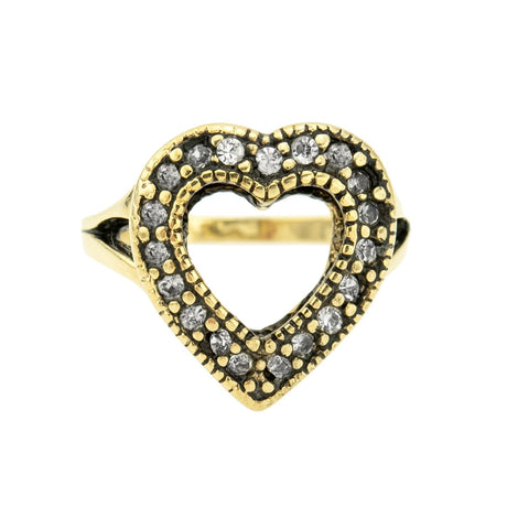 Vintage Genuine Marcasite Heart Ring Antiqued 18k White Gold Electroplated Made in USA by PVD Vintage Jewelry