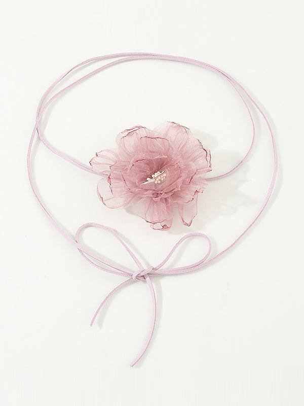 Flower Shape Gauze Dainty Necklace Necklaces Accessories by migunica