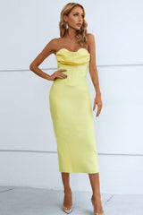 Seam Detail Strapless Sweetheart Neck Dress by Faz