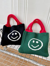 Smiley Face Pattern Woven Handbag by migunica