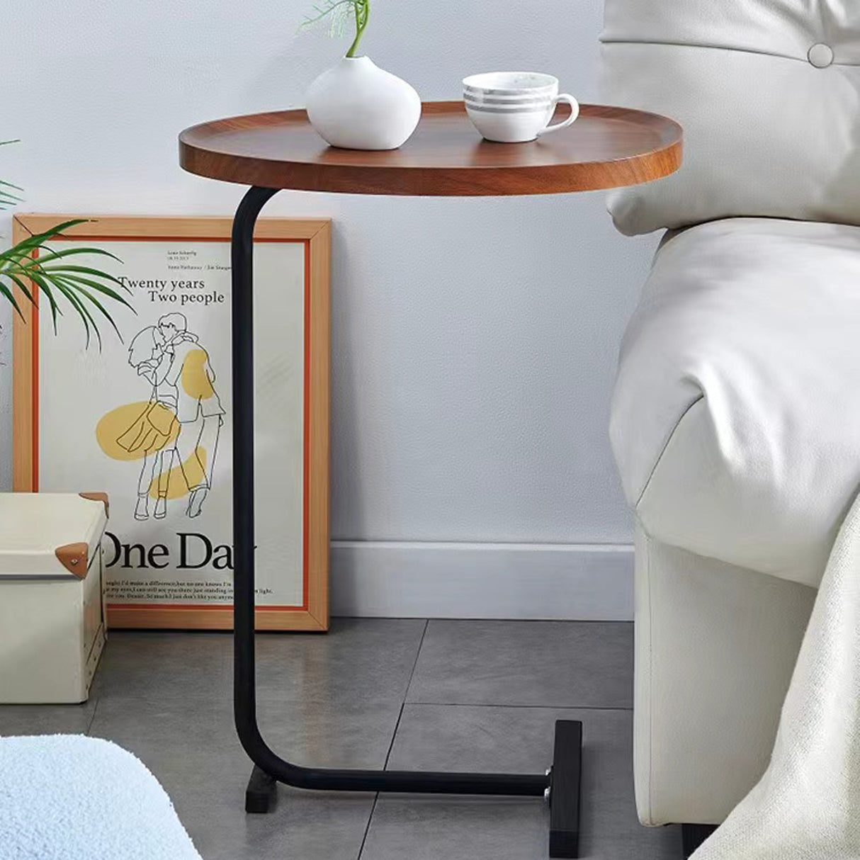 2-Pieces Brown C-shaped Side Table by Blak Hom