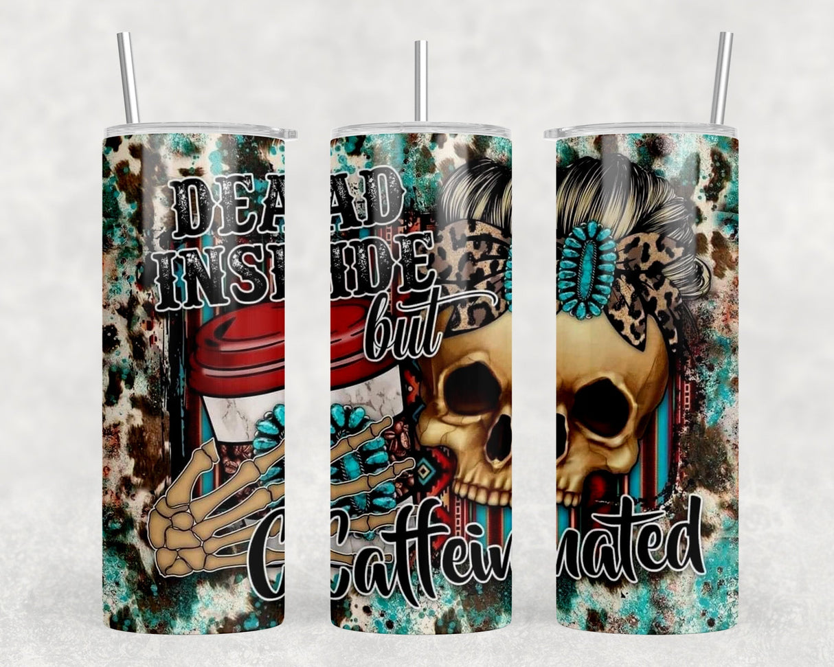 Dead Inside But Caffeinated|Skinny Tumbler|Optional Bluetooth Speaker| Speaker Color Varies by Rowdy Ridge Co