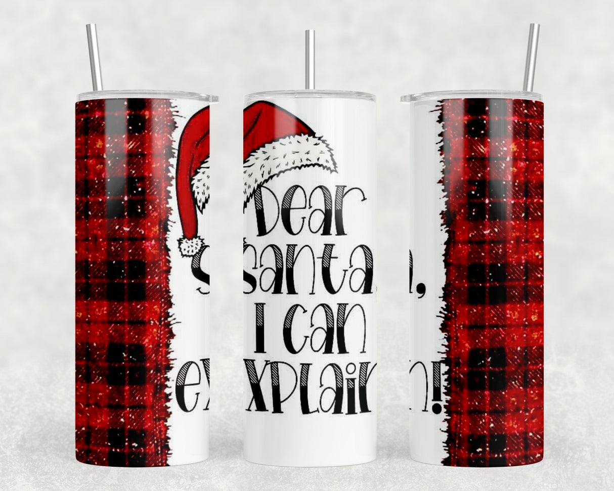 Dear Santa  - 20 oz Steel Skinny Tumbler - Optional Blue Tooth Speaker - Speaker Color will Vary by Rowdy Ridge Co