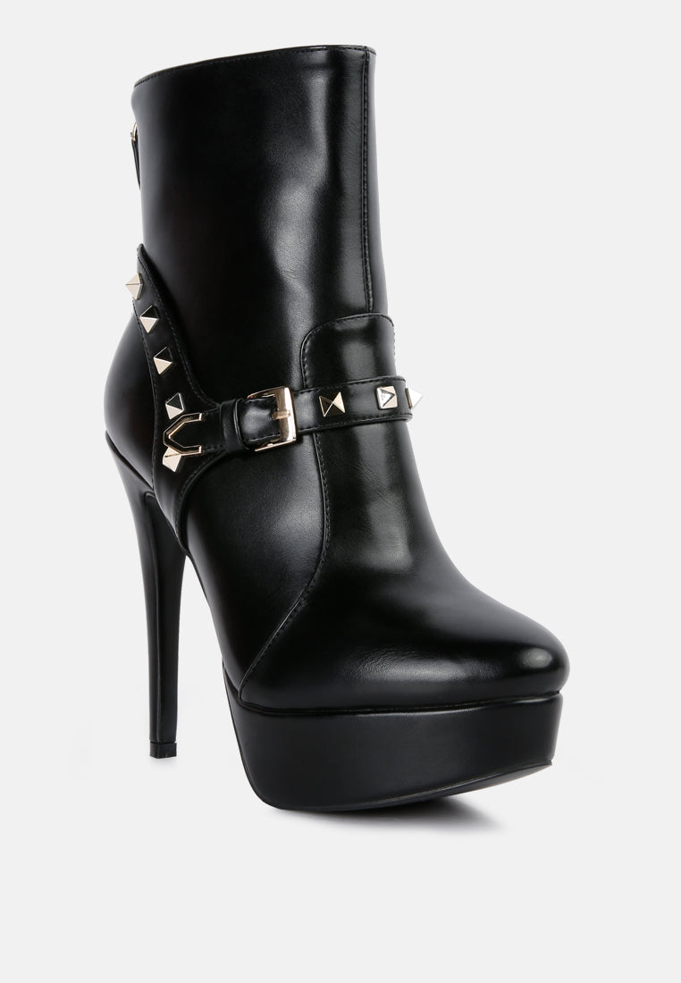 dejang metal stud embellished faux leather ankle boot by London Rag