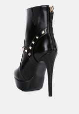 dejang metal stud embellished faux leather ankle boot by London Rag