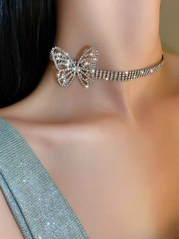 Statement Rhinestone Butterfly Necklaces by migunica