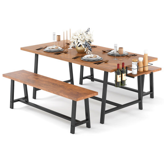 Dining Table Set for 5-7 with 2-Bottle Wine Rack and Condiment Holder