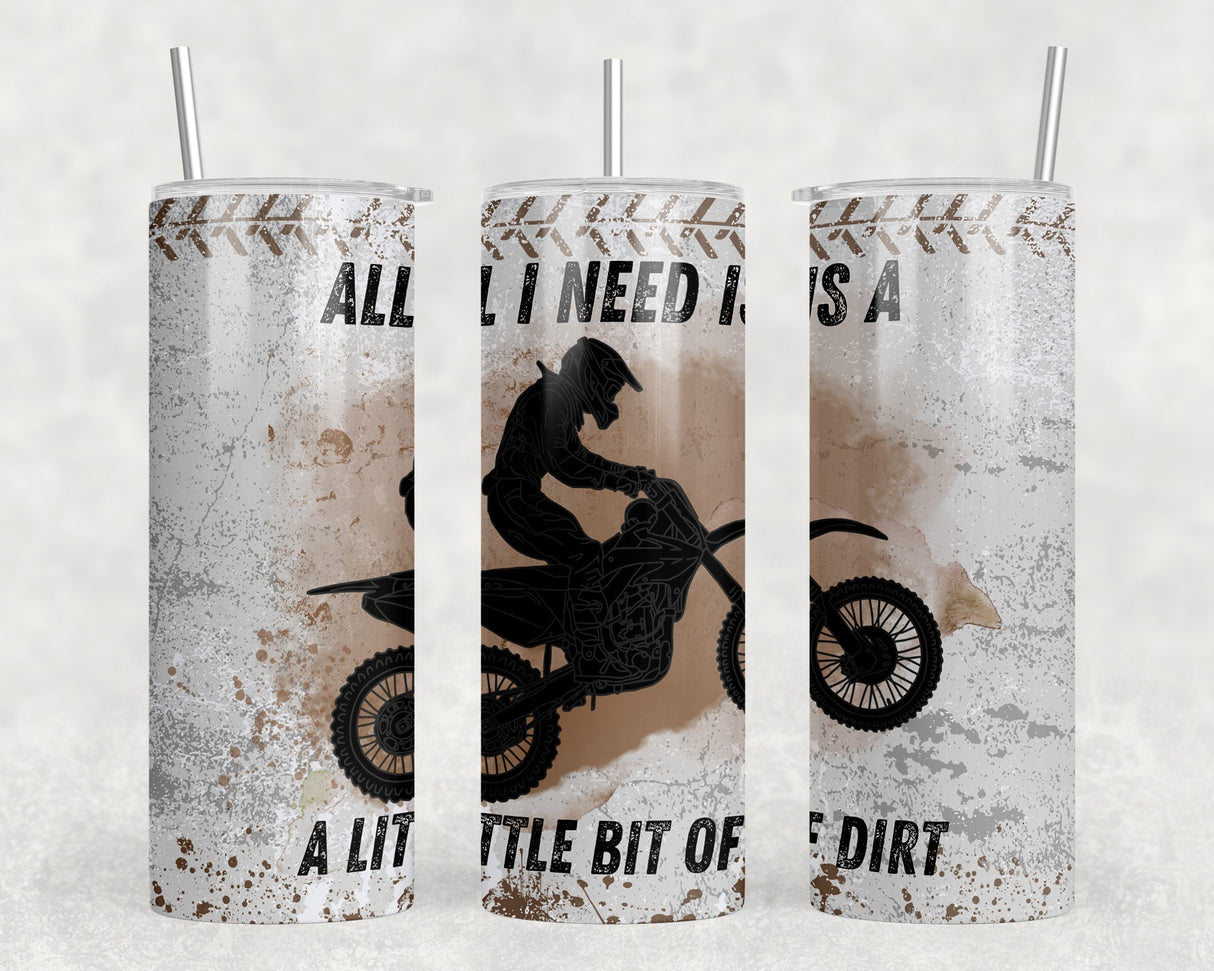 Dirt Bike - 20 oz Steel Skinny Tumbler - Optional Blue Tooth Speaker - Speaker Color will Vary by Rowdy Ridge Co