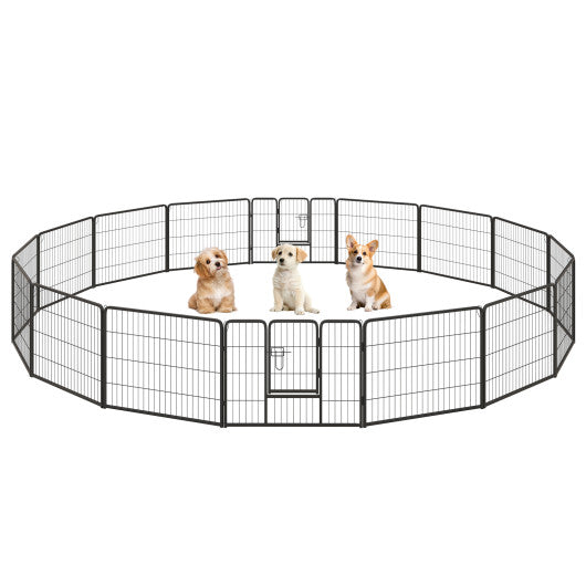 16 Panel 24/32/40 Inches Height Dog Playpen with Lock and Large Door-24 inches