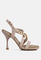 domeda metal chain mid heel sandal by London Rag