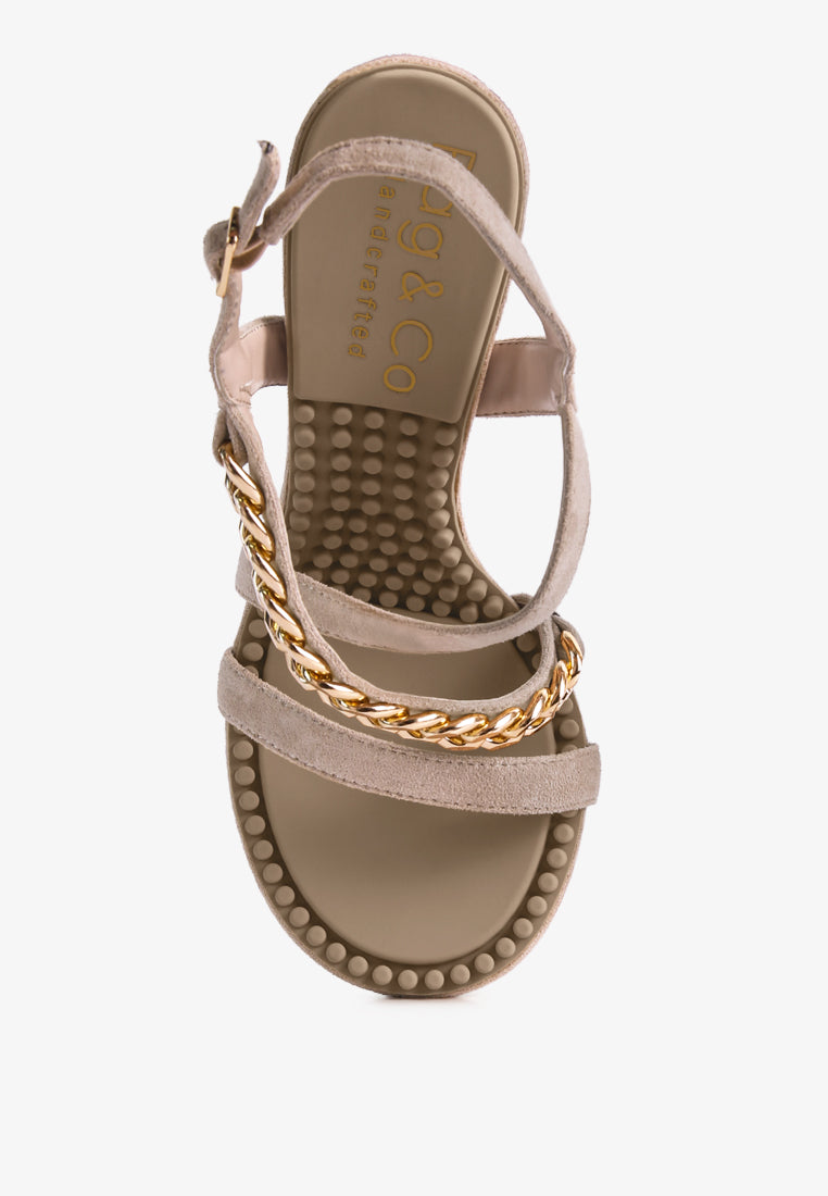 domeda metal chain mid heel sandal by London Rag