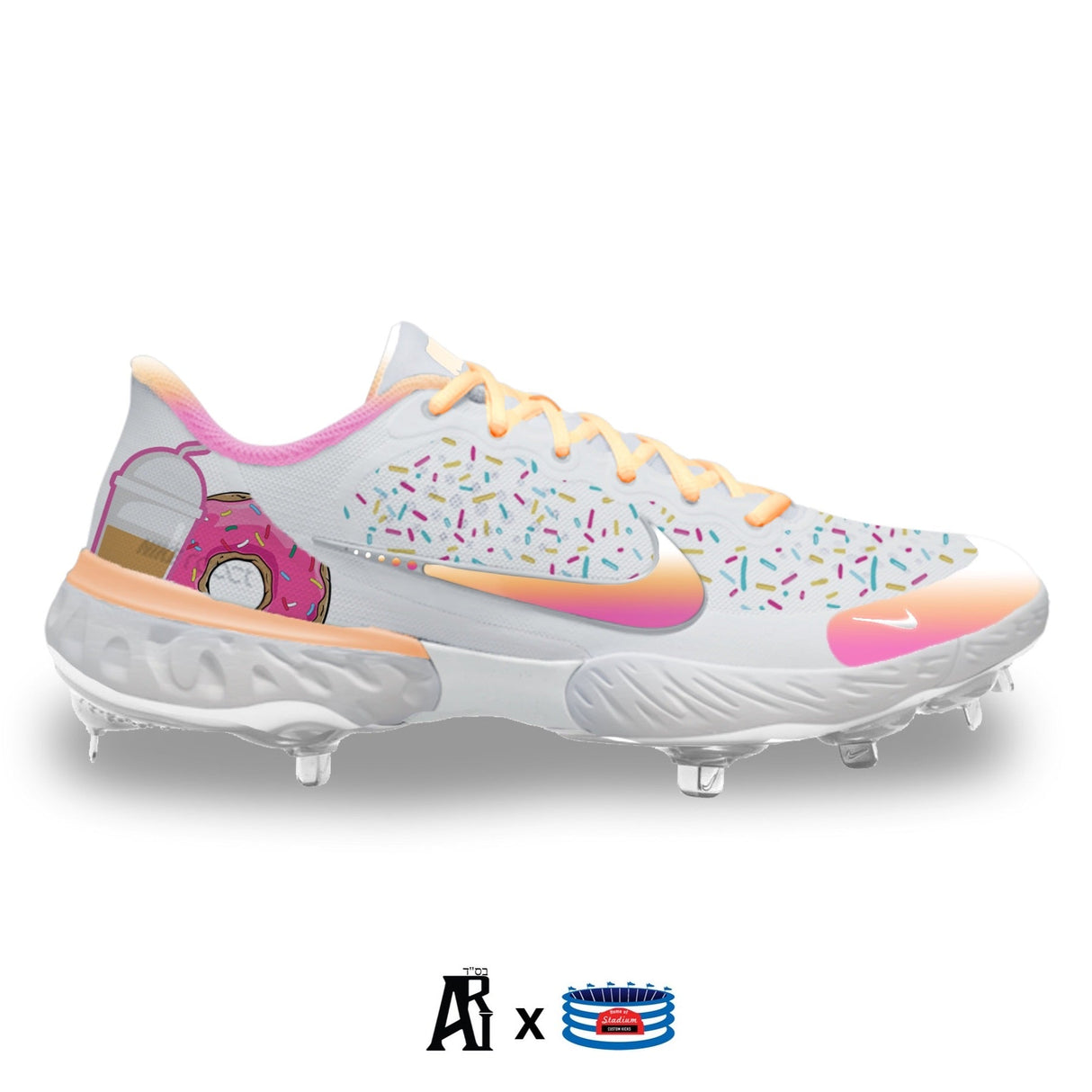 "Donuts & Coffee" Nike Alpha Huarache Elite 3 Low Cleats by Stadium Custom Kicks