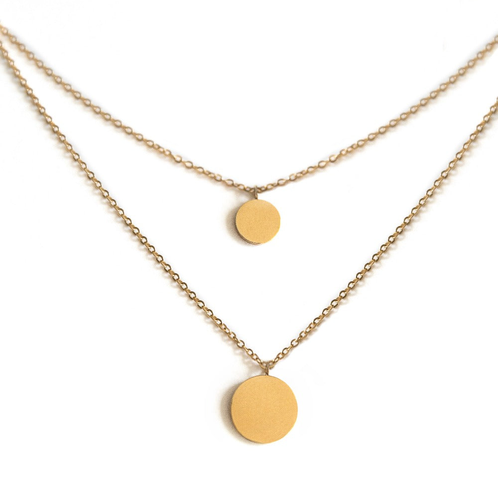 Arvo Layered Double Disc Necklace - Gold by Arvo