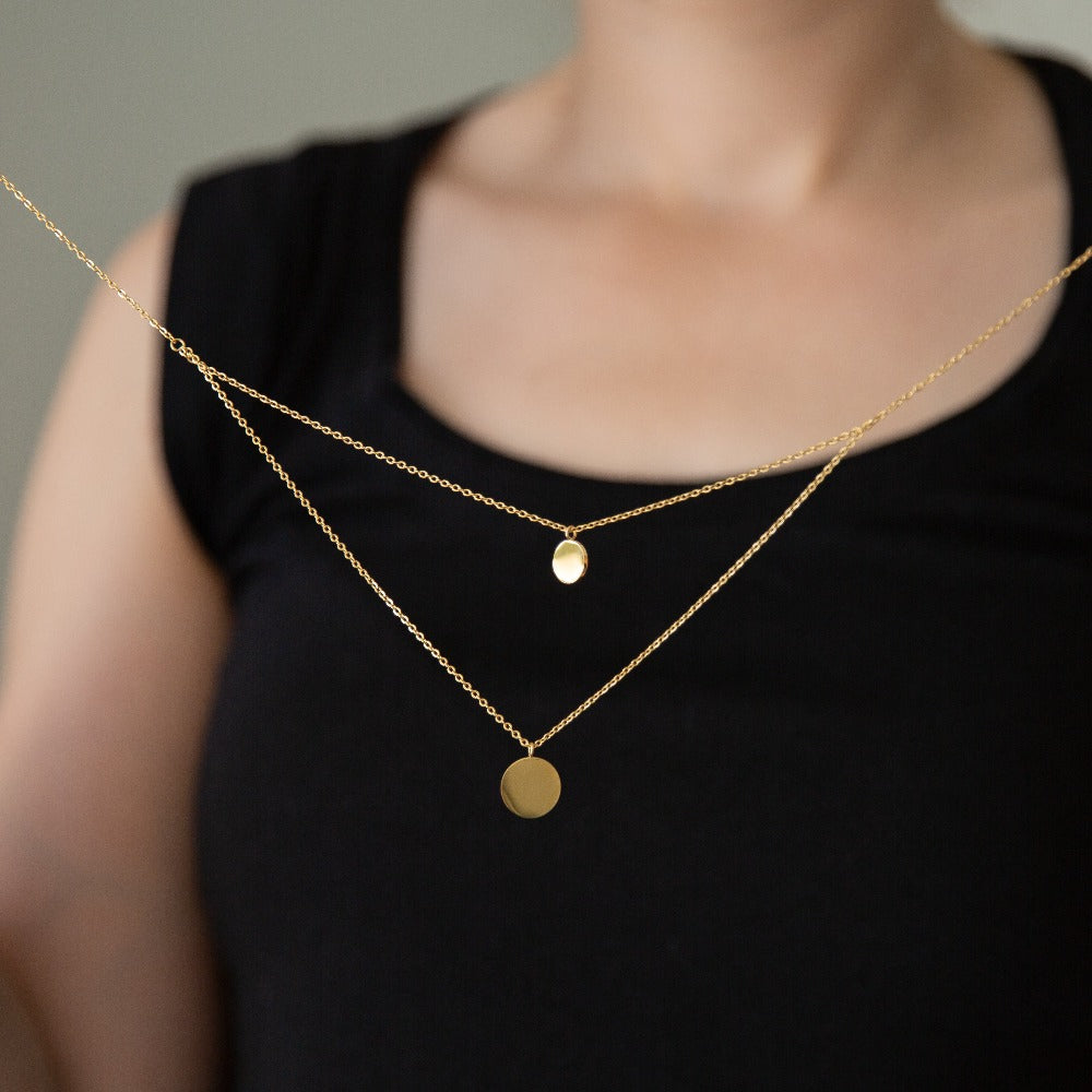 Arvo Layered Double Disc Necklace - Gold by Arvo