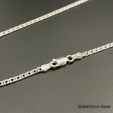 Sterling Silver 925 Double Curb Chain 2MM, 16"-24", Double Link Chain Necklace, Italian Made Sterling Silver 925 Unisex Chain by Donatello Gian