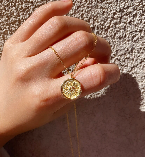 14k Sun And Moon Gold Necklace by VicStoneNYC Fine Jewelry