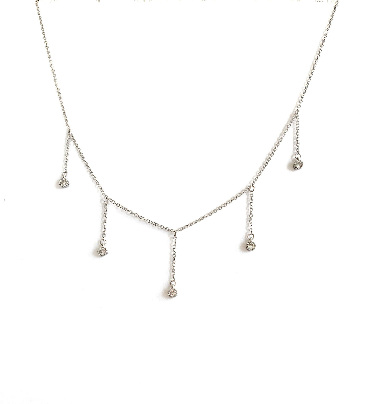 Drop Necklace for Women in Gold or Silver with Five Cubic Zirconia Stone by Hollywood Sensation®