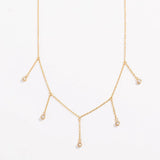 Drop Necklace for Women in Gold or Silver with Five Cubic Zirconia Stone by Hollywood Sensation®