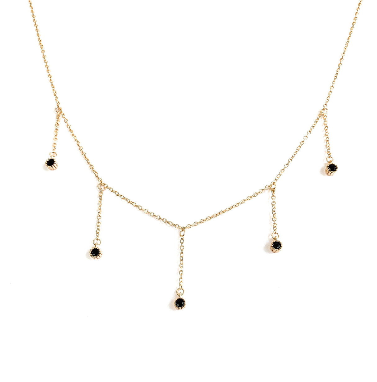 Drop Necklace for Women in Gold or Silver with Five Cubic Zirconia Stone by Hollywood Sensation®