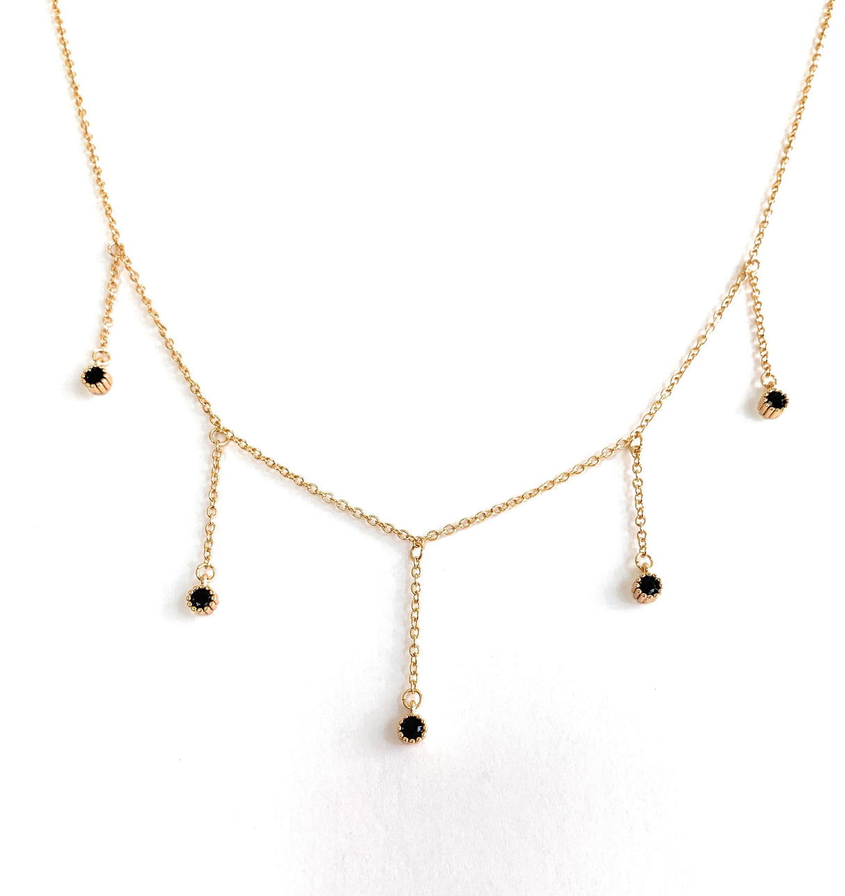 Drop Necklace for Women in Gold or Silver with Five Cubic Zirconia Stone by Hollywood Sensation®