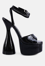 drop dead patent croc ultra high platform sandals by London Rag