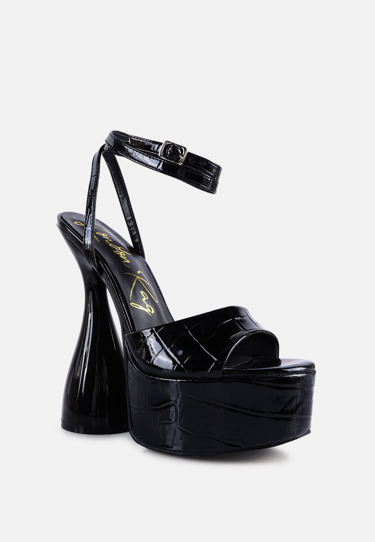 drop dead patent croc ultra high platform sandals by London Rag