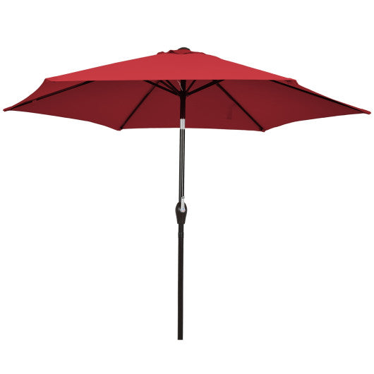 10 Feet Outdoor Patio Umbrella with Tilt Adjustment and Crank-Dark Red