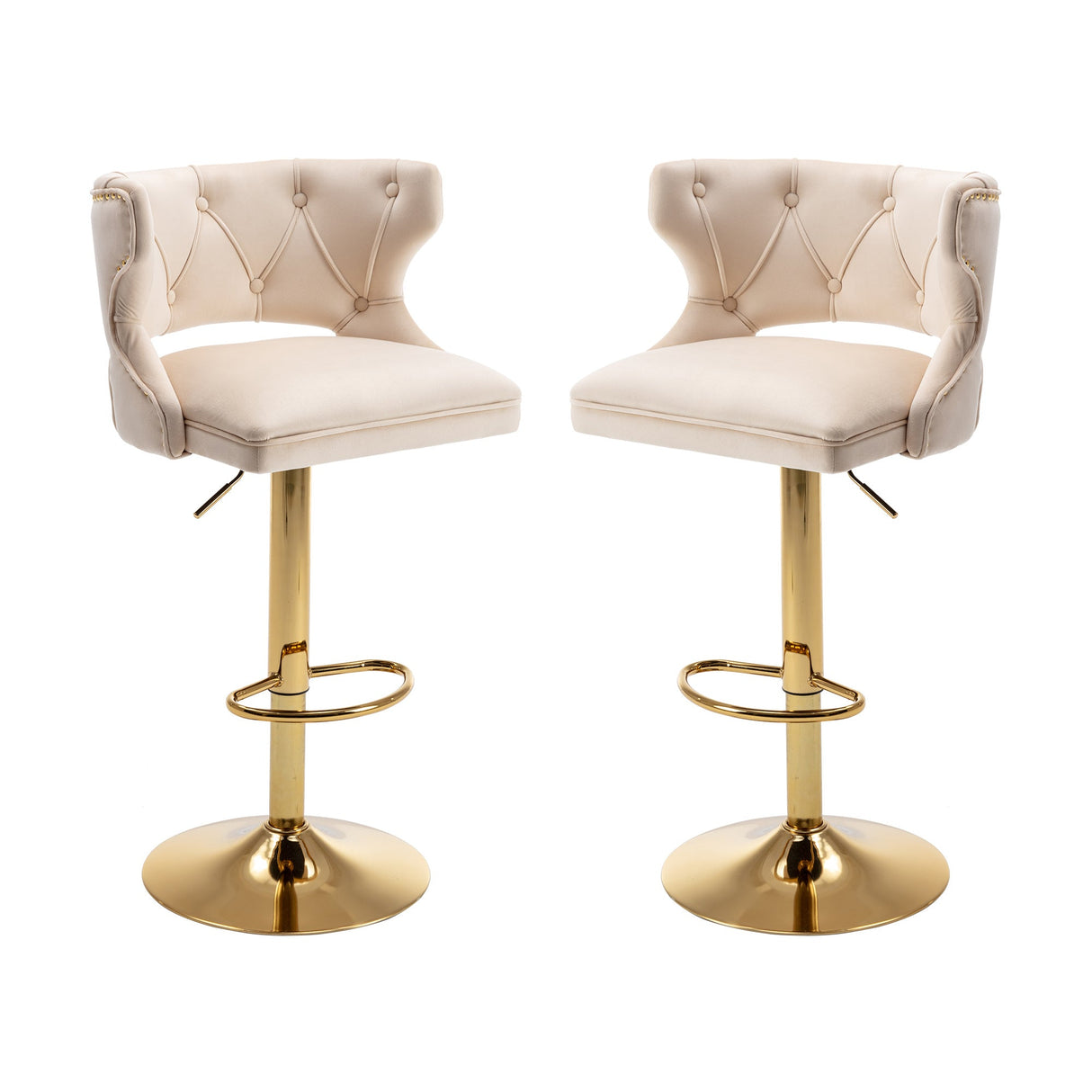 Set of 2 Modern Fashionable Velvet Bar Stools by Blak Hom