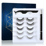 Free shipping Waterproof Magnetic Eyeliner with 5 Pairs Eyelashes and Tweezer Long Lashes Kit by Js House