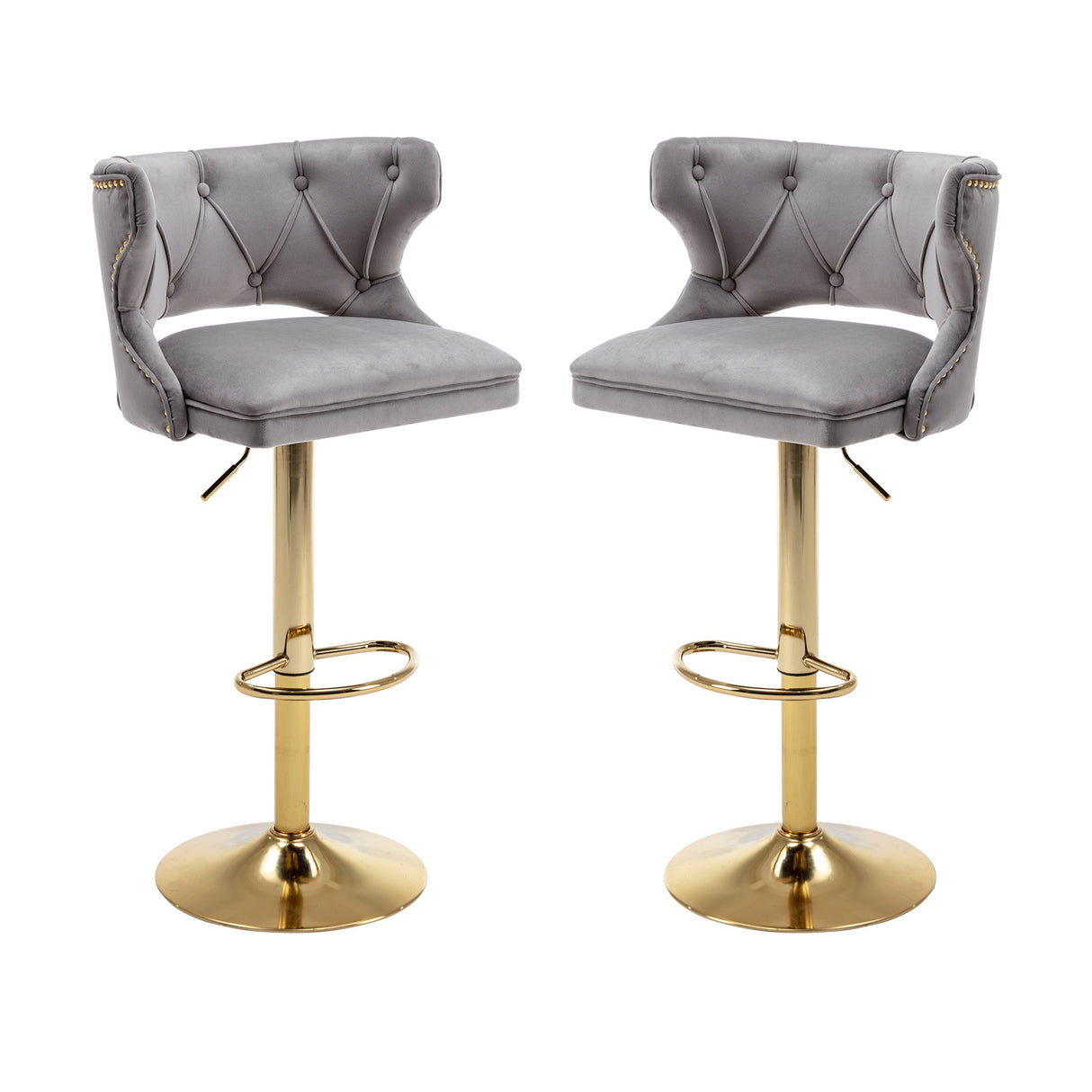 Set of 2 Modern Fashionable Velvet Bar Stools by Blak Hom