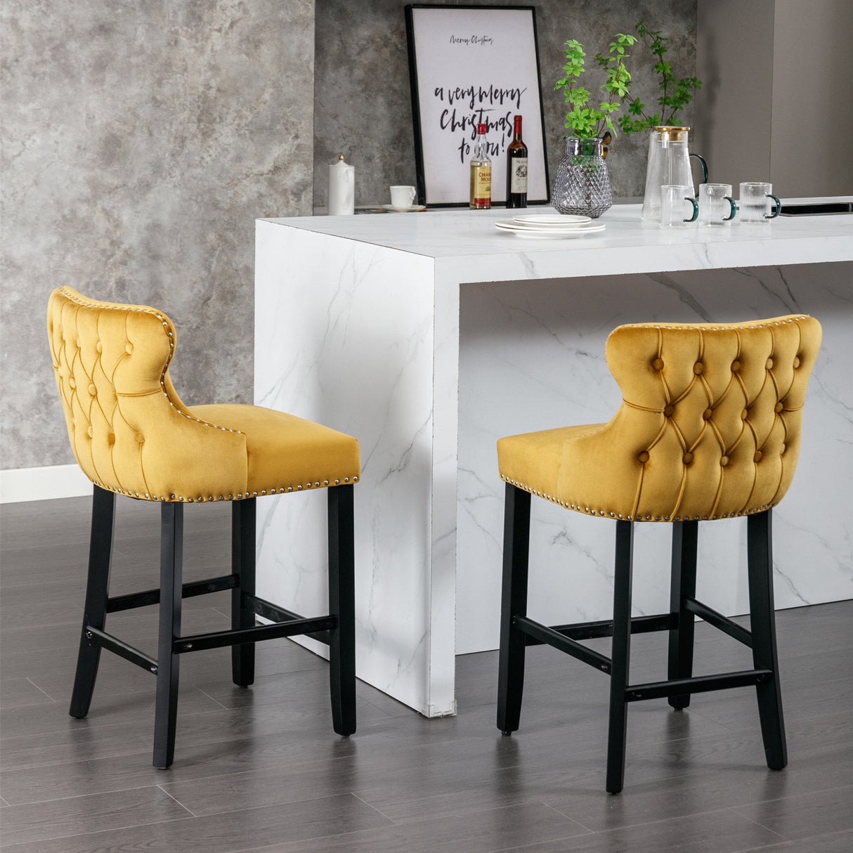 Yellow Velvet Barstool by Blak Hom