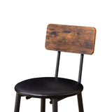 Bar Table Set with 4 Bar stools PU Soft seat with backrest, Rustic Brown by Blak Hom