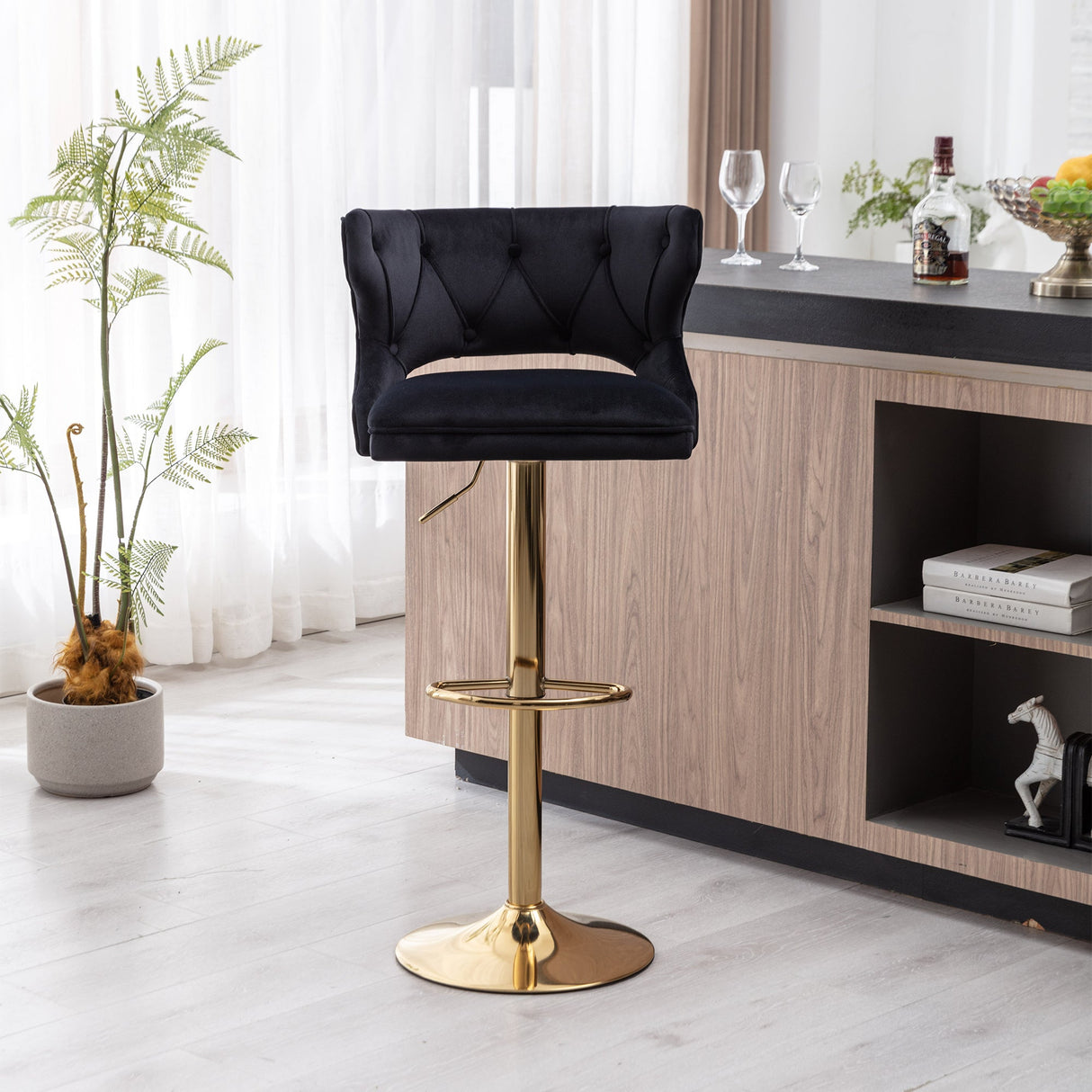 Set of 2 Modern Fashionable Velvet Bar Stools by Blak Hom