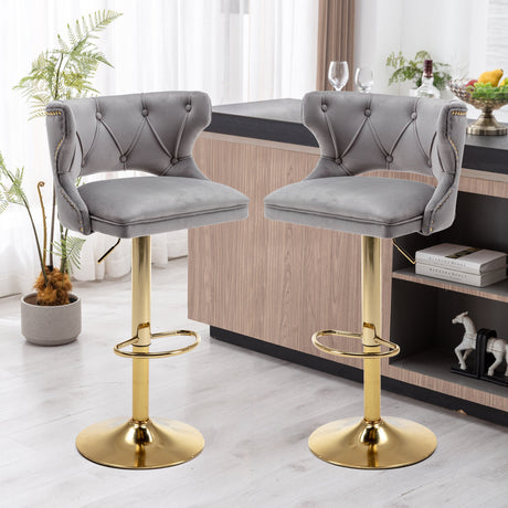 Set of 2 Modern Fashionable Velvet Bar Stools by Blak Hom