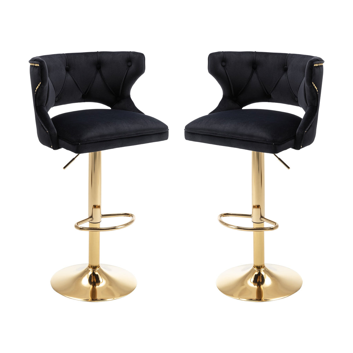 Set of 2 Modern Fashionable Velvet Bar Stools by Blak Hom