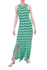 Donna Morgan Boat Neck Sleeveless Pull Over Side Slit Long Jersey Maxi Dress by Curated Brands