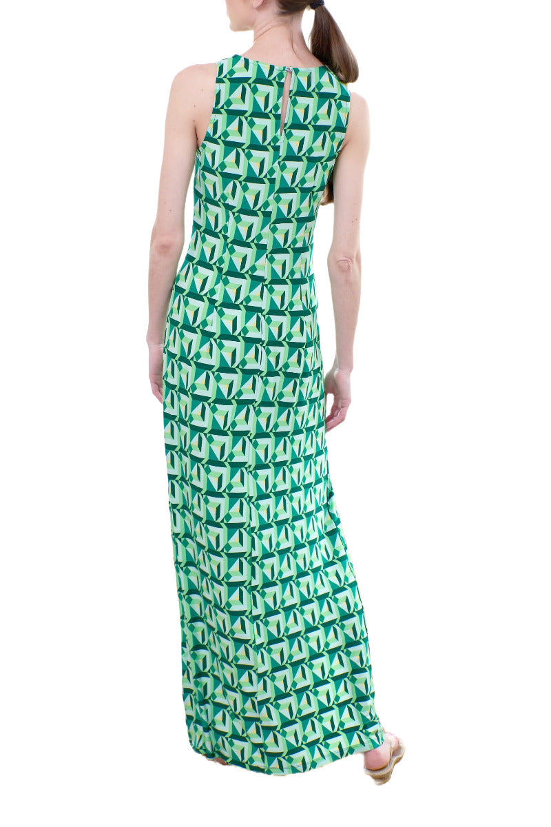 Donna Morgan Boat Neck Sleeveless Pull Over Side Slit Long Jersey Maxi Dress by Curated Brands